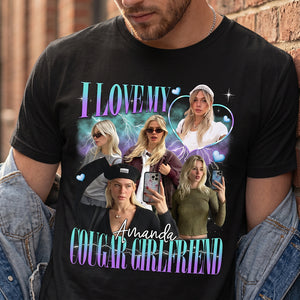 Personalized Photo I Love My Girlfriend T-Shirt With 90s Bootleg Graphic Funny Valentine Gift