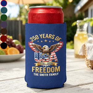 Personalized Eagle 250 Years Freedom Can Cooler - Independence Gift For Family