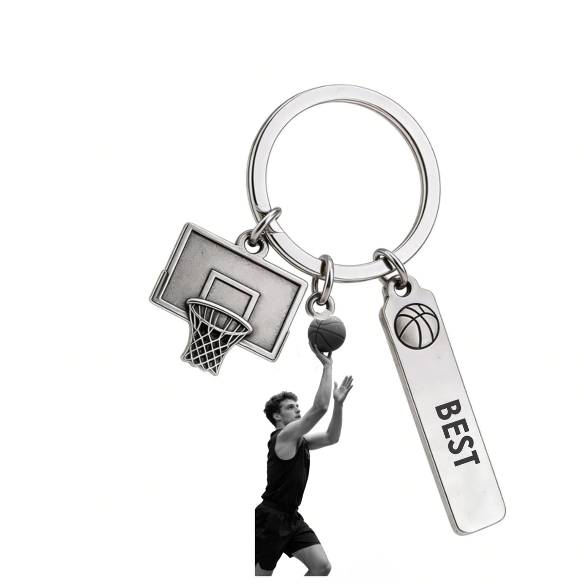 Personalized Love Basketball Sporty Photo Acrylic Keychain With Name & Photo - Meaningful Birthday Season End Gift For Players & Athletes