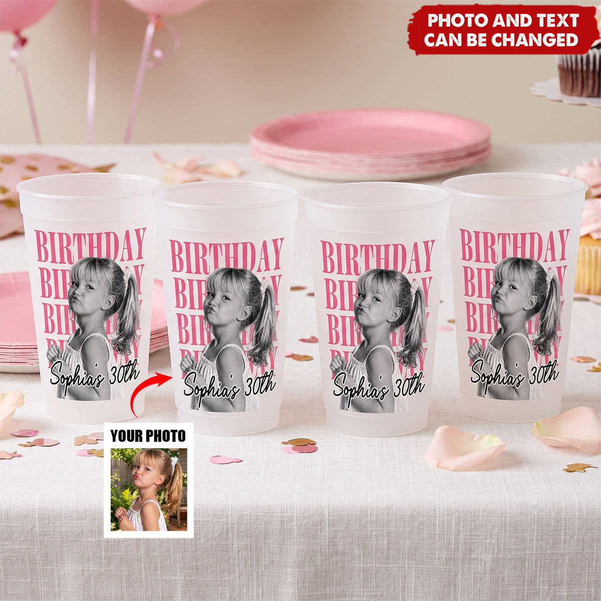 Custom Photo Party Cups - Personalized Birthday Gifts For Men, Women - Cheers To A Wonderful Milestone