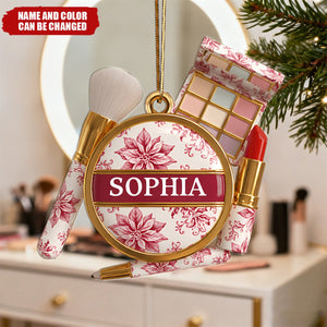 Personalized Makeup Kit 3D Effect Acrylic Ornament With Name & Color -  Christmas Gift | Keepsake For Girls & Makeup Artists