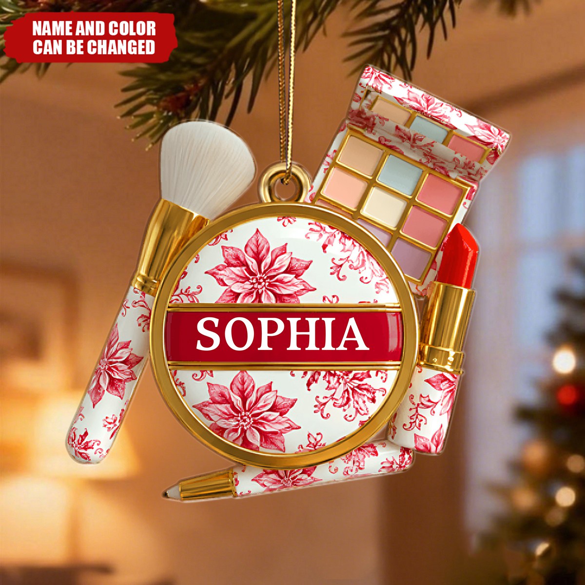 Personalized Makeup Kit 3D Effect Acrylic Ornament With Name & Color -  Christmas Gift | Keepsake For Girls & Makeup Artists