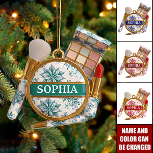 Personalized Makeup Kit 3D Effect Acrylic Ornament With Name & Color -  Christmas Gift | Keepsake For Girls & Makeup Artists