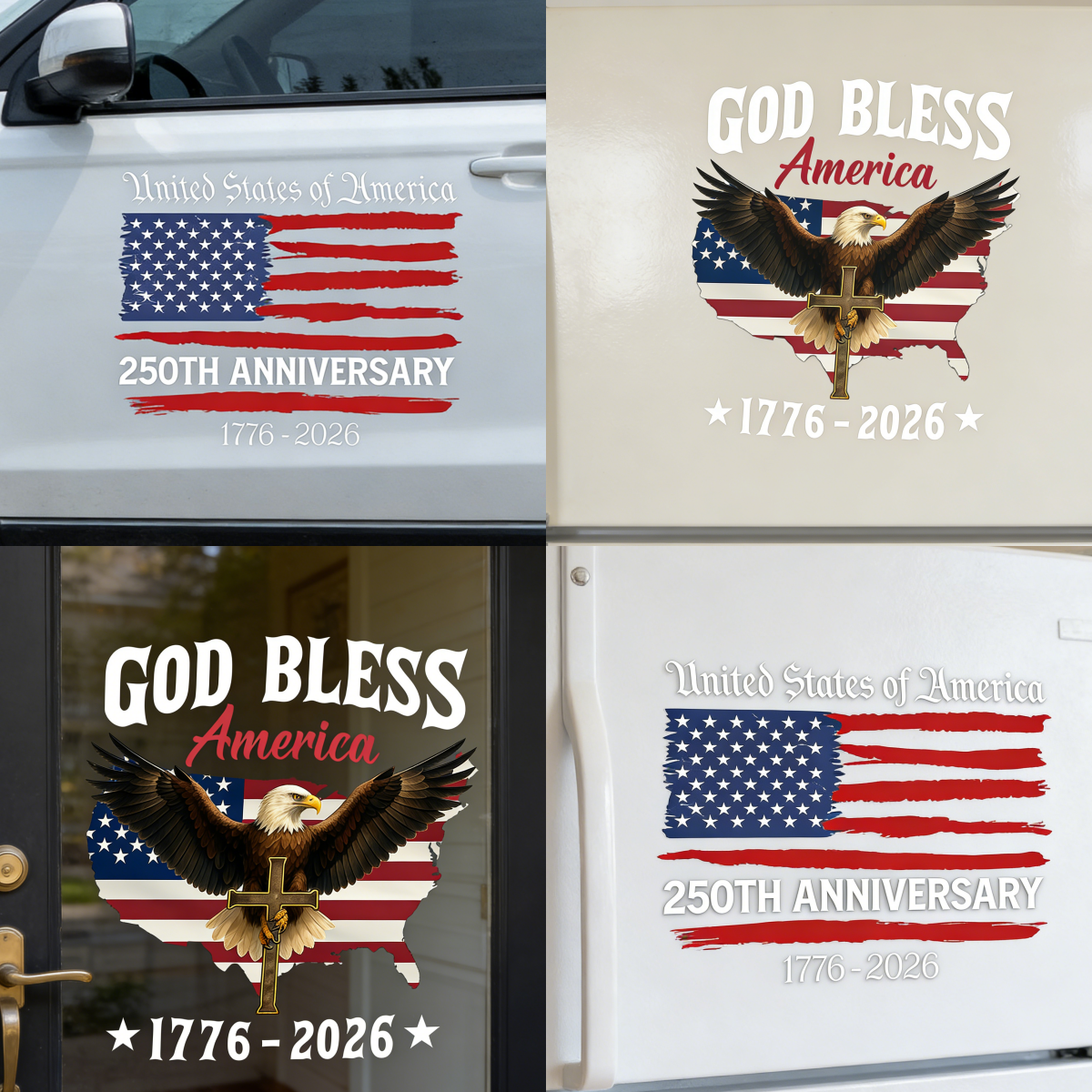 Personalized Car Window Decal Sticker With Design | Patriotic 250th Anniversary GIft For Families
