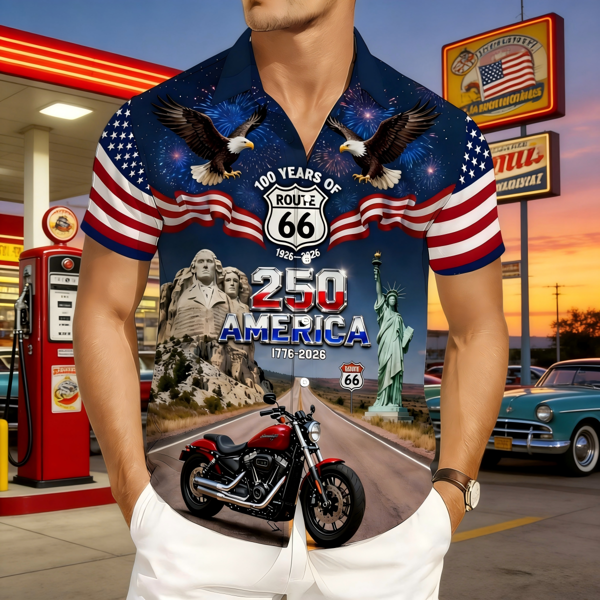Personalized Proud American Motorcycle Hawaiian Shirt With Photo & Name | Gifts For Bikers