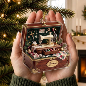 Personalized Name Acrylic Sewing Machine Box Christmas Ornament - Gift For Quilters
