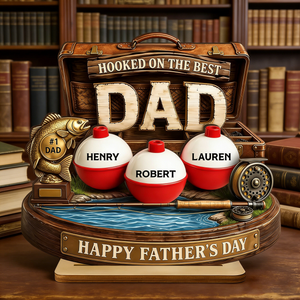 Personalized Dad Fishing Lake Scene 3D Effect Wooden Plaque - Father's Day Gift For Fishing Lovers