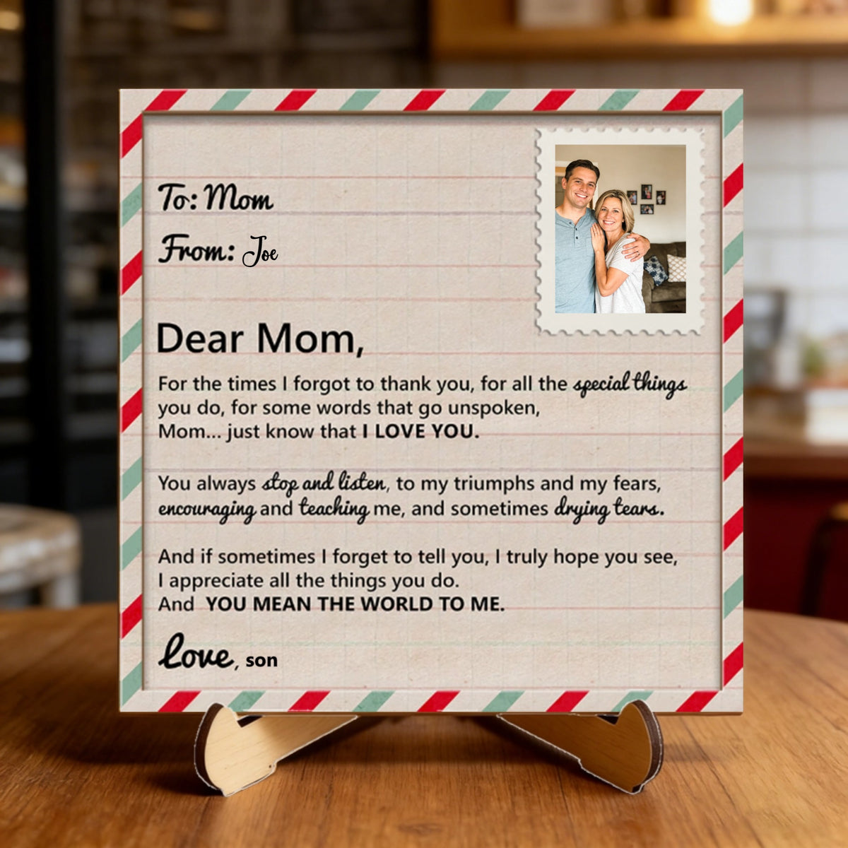 Personalized Double-Layered Handcrafted Wooden Plaque With "Unspoken Words" Quote & Name - Birthday Mother’s Day Gift For Mom