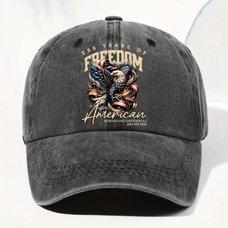 Vintage Denim Eagle USA 250 Years Freedom Cap - Independence Day Gift
