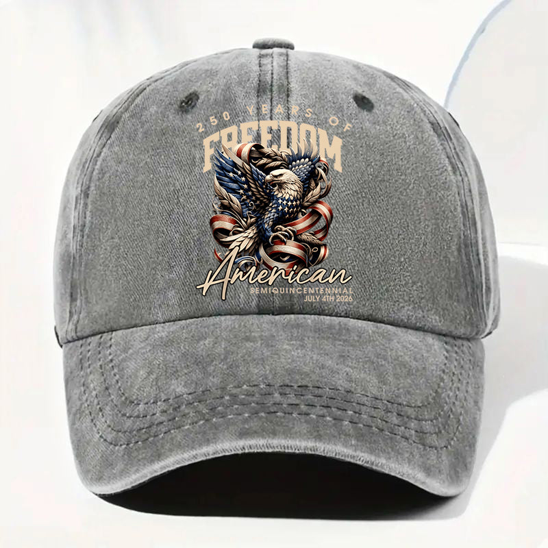 Vintage Denim Eagle USA 250 Years Freedom Cap - Independence Day Gift