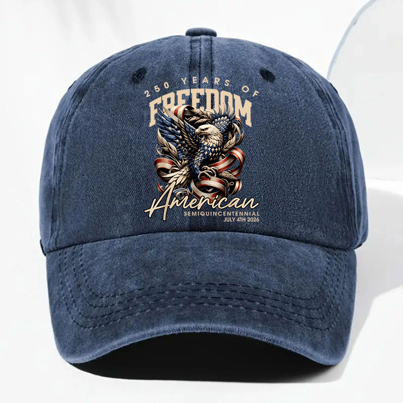 Vintage Denim Eagle USA 250 Years Freedom Cap - Independence Day Gift