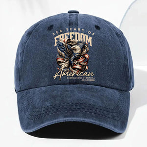 Vintage Denim Eagle USA 250 Years Freedom Cap - Independence Day Gift