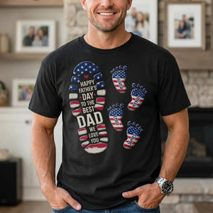Personalized Feet Design T-Shirt With 1-10 Kid's Names | 250th Anniversary Father's Day Patriotic Gift