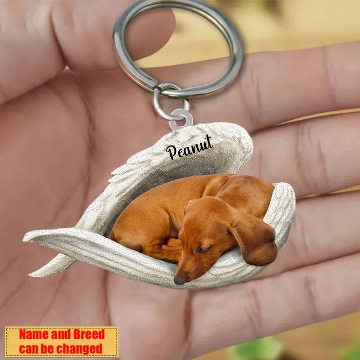 Customized Dog Sleeping Angel Keychain - Double-sided Customization, Personalized Pet Souvenir, Can Be Hung On Keys, Backpacks, Handbags