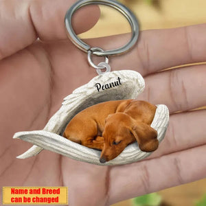 Customized Dog Sleeping Angel Keychain - Double-sided Customization, Personalized Pet Souvenir, Can Be Hung On Keys, Backpacks, Handbags