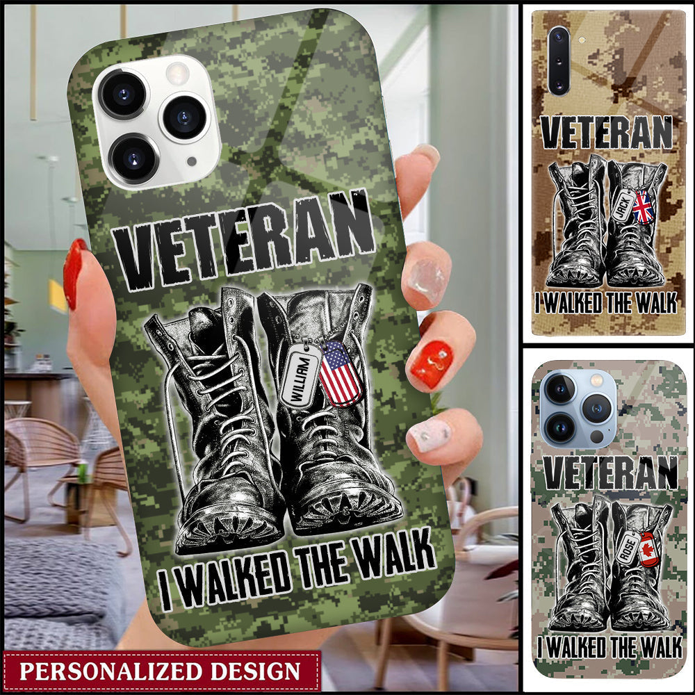 Personalized Veteran Walked The Walk Glass Phone Case
