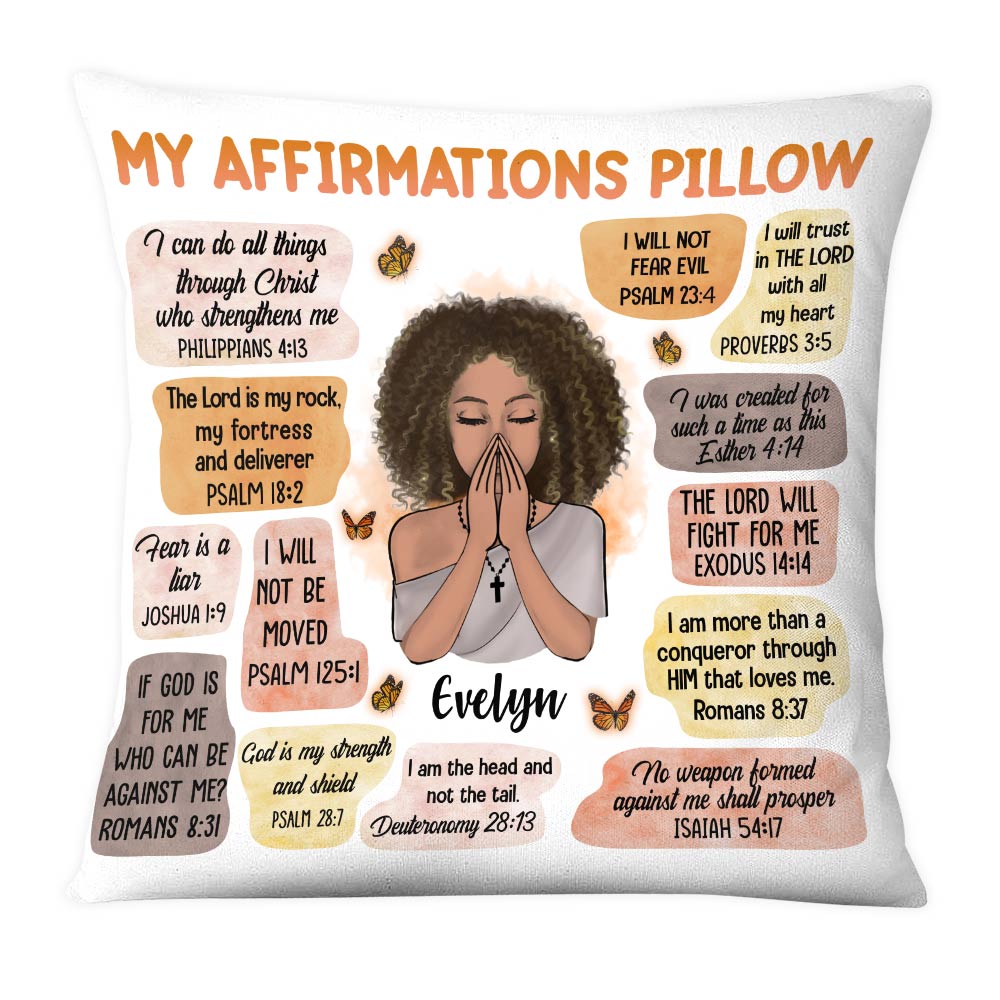 Christian Affirmations Pillow - Customized Faith Inspirational Gift, Personalized Gift Choice, Makes a Great Gift for Friends