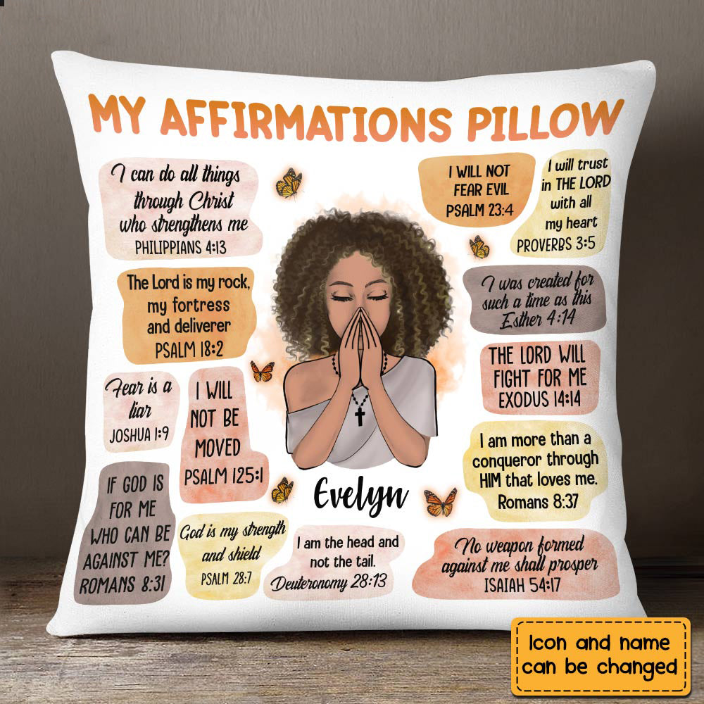 Christian Affirmations Pillow - Customized Faith Inspirational Gift, Personalized Gift Choice, Makes a Great Gift for Friends