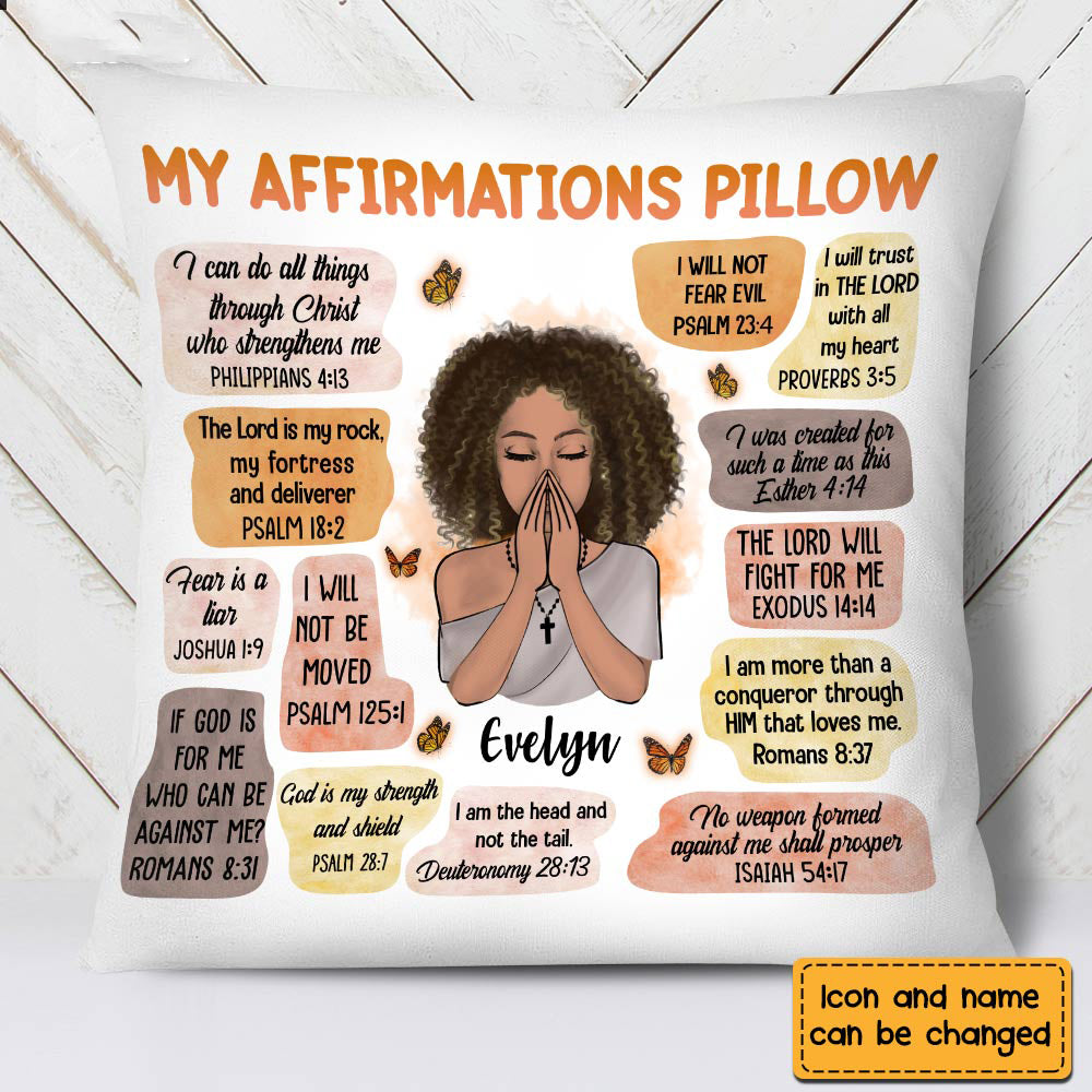 Christian Affirmations Pillow - Customized Faith Inspirational Gift, Personalized Gift Choice, Makes a Great Gift for Friends
