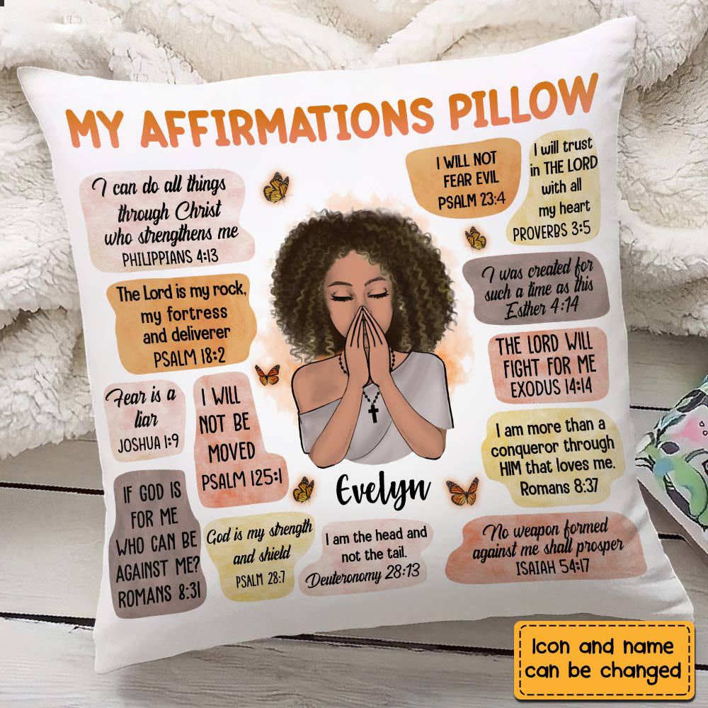 Christian Affirmations Pillow - Customized Faith Inspirational Gift, Personalized Gift Choice, Makes a Great Gift for Friends