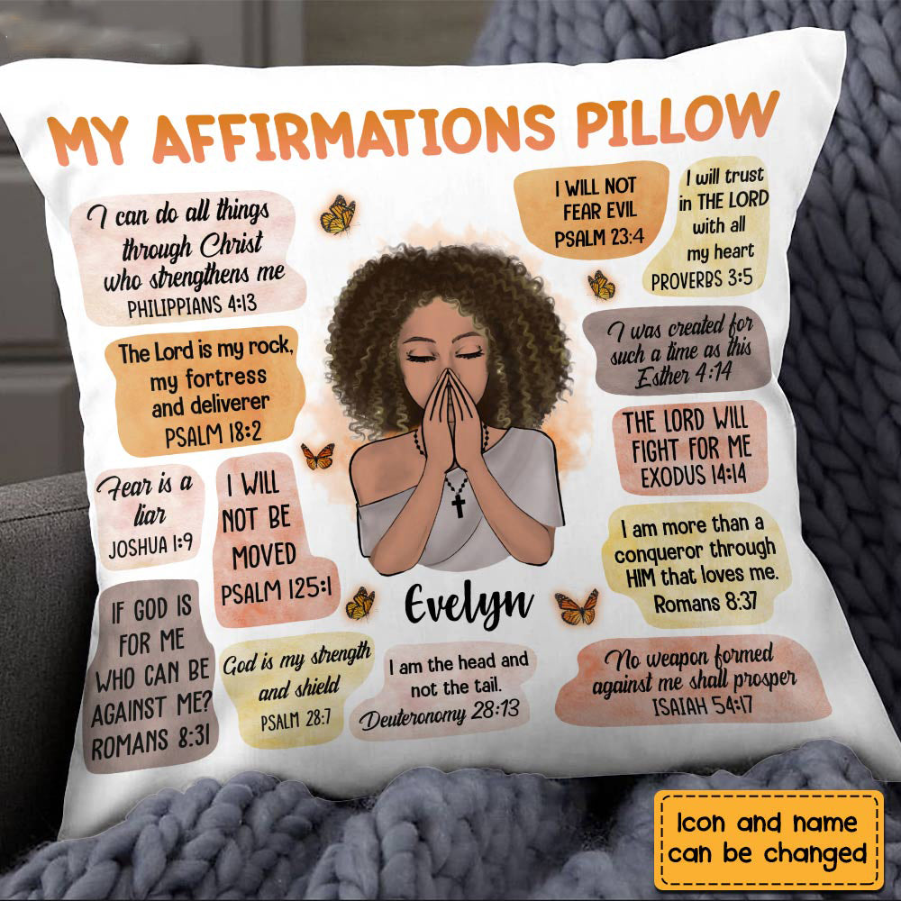Christian Affirmations Pillow - Customized Faith Inspirational Gift, Personalized Gift Choice, Makes a Great Gift for Friends