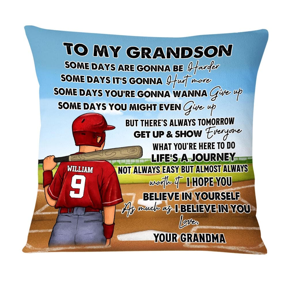 Personalized Baseball Grandson "Some Days Are Gonna Be" Custom Pillow | Inspirational Comfort Pillow | Exclusive Gift for Baseball Grandson