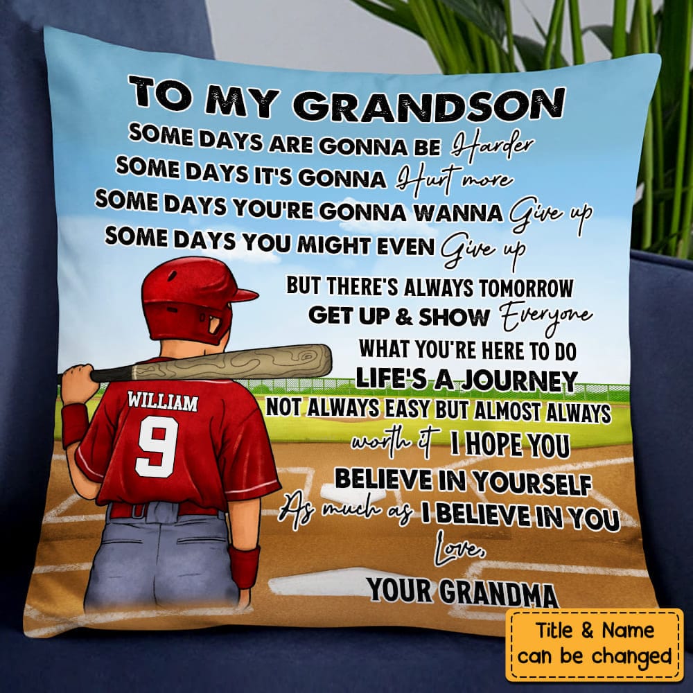 Personalized Baseball Grandson "Some Days Are Gonna Be" Custom Pillow | Inspirational Comfort Pillow | Exclusive Gift for Baseball Grandson