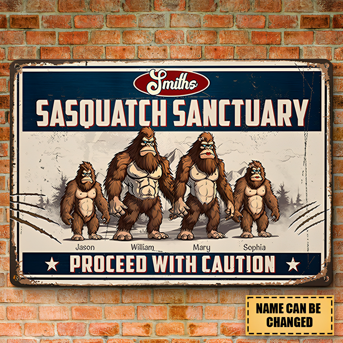 Sasquatch Sanctuary, Proceed With Caution-Personalized Metal Signs