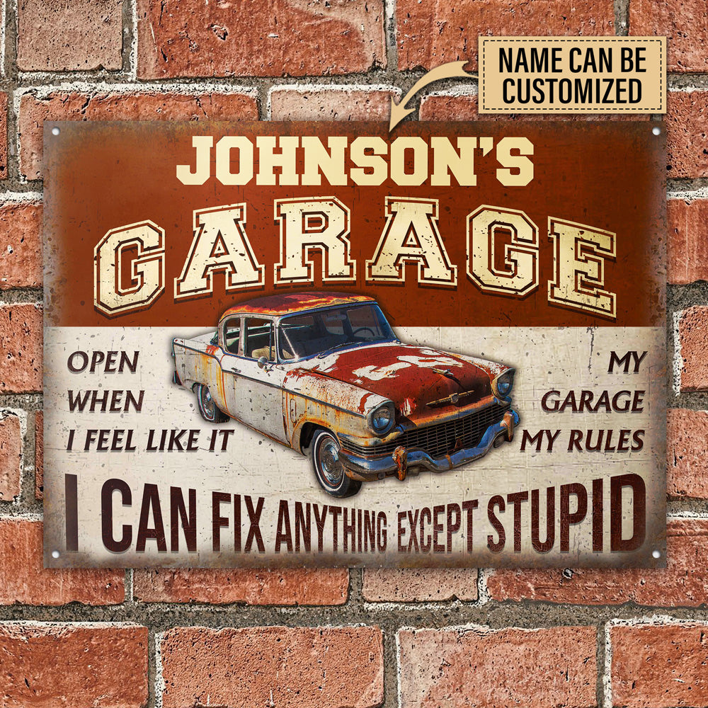 Personalized Auto Mechanic Metal Sign - Custom Garage Decor 'I Can Fix Anything'   