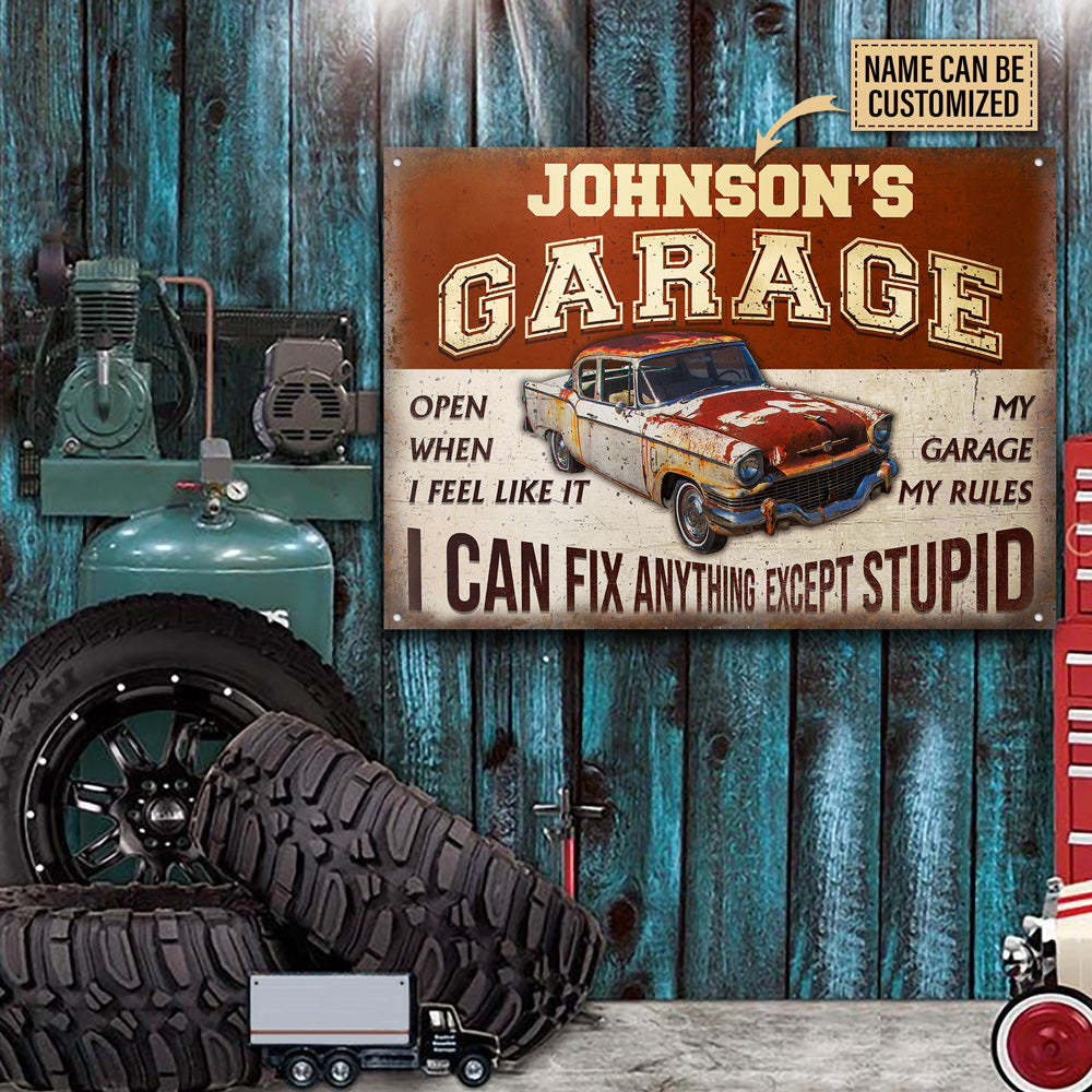 Personalized Auto Mechanic Metal Sign - Custom Garage Decor 'I Can Fix Anything'   