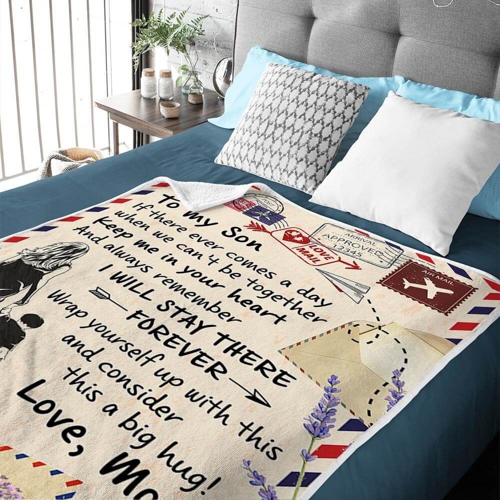 Mom To Son - I Will Stay There Forever - Engraved Blanket