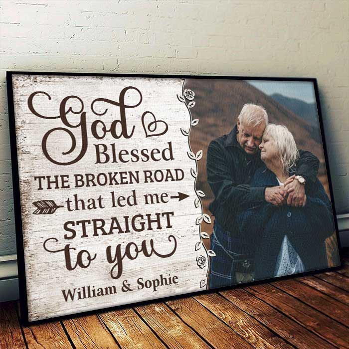 Personalized Horizontal Poster God Led Me Straight To You - Gift For Couples