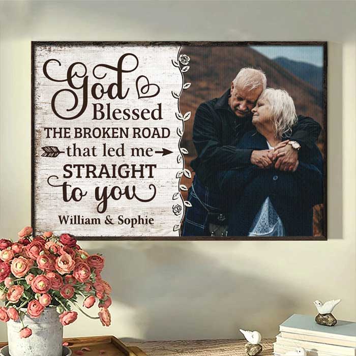 Personalized Horizontal Poster God Led Me Straight To You - Gift For Couples
