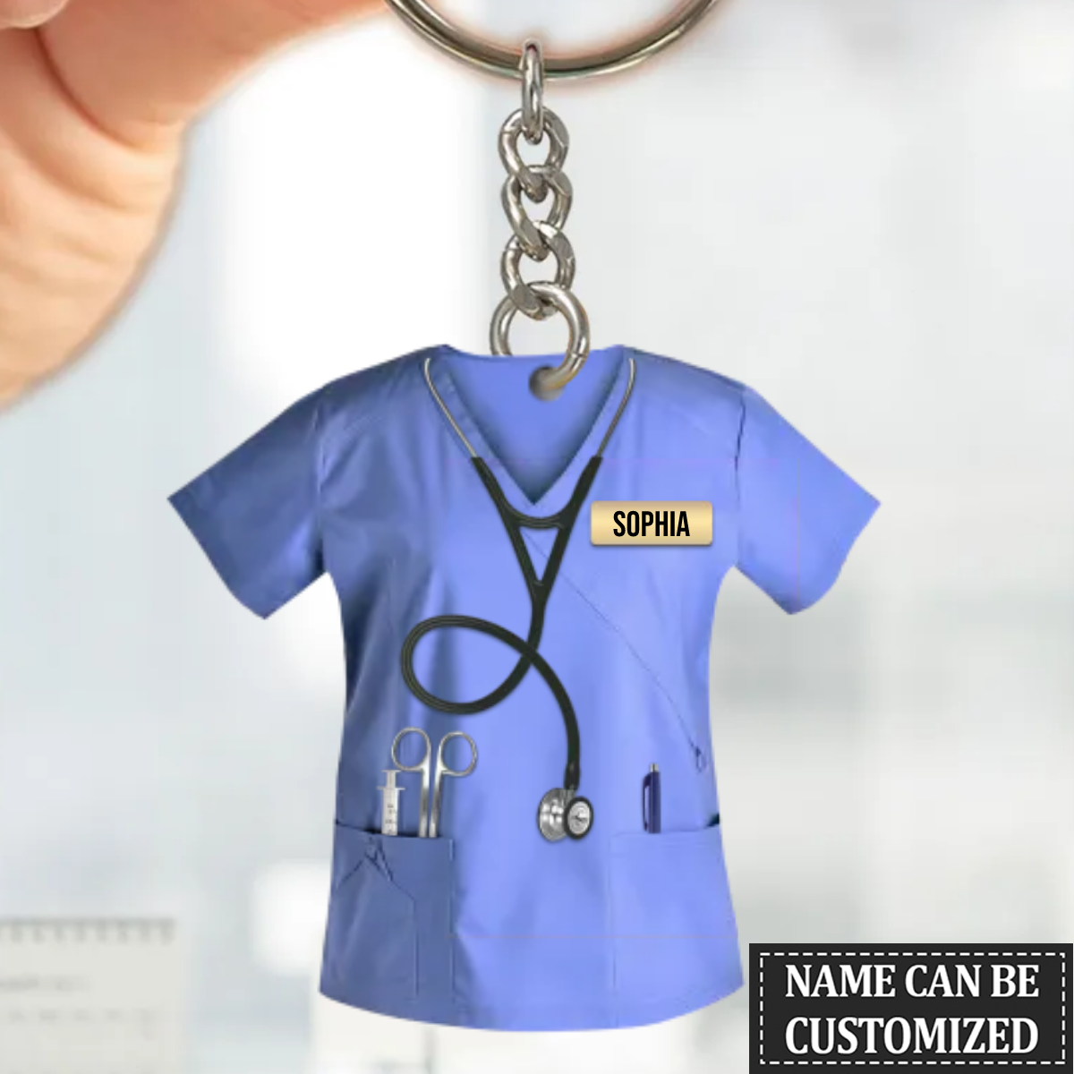 Personalized Nurse Scrubs Keychain - Customized Name | Medical Uniform Design | Practical Souvenirs For Medical Staff
