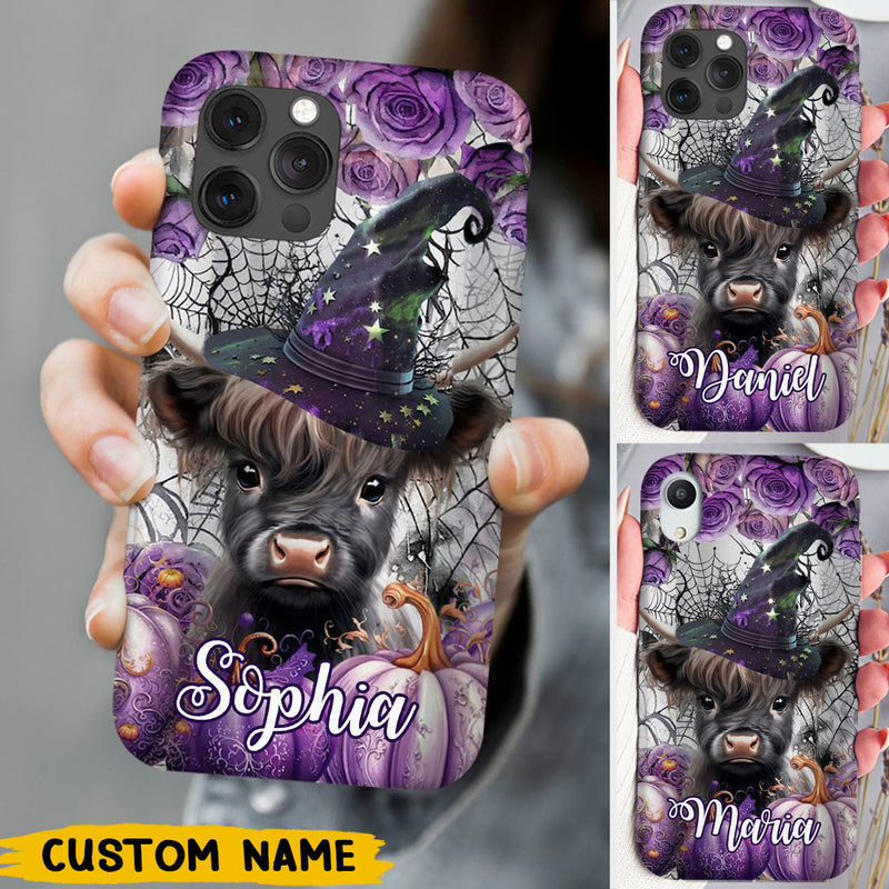 Baby Highland Cow Witch Halloween Personalized Silicone Phone case