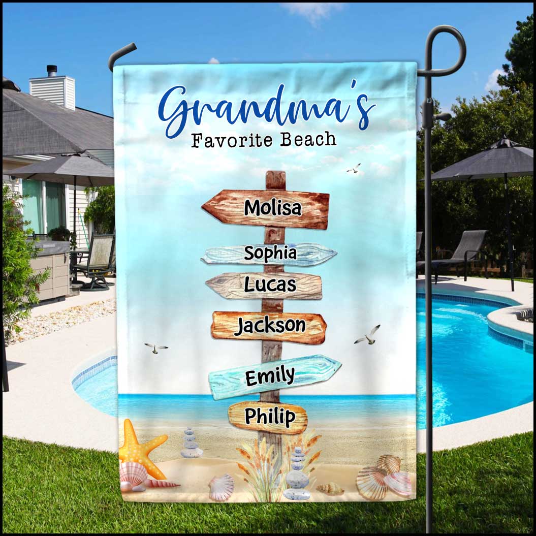 Grandma's Favorite Beach Personalized Garden House Flag
