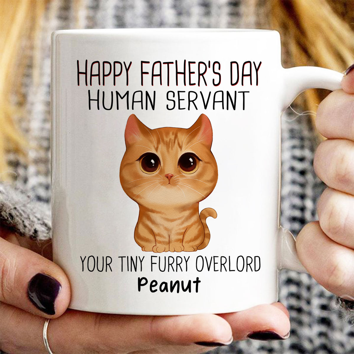 Watercolor Cute Cats Happy Father‘s Day Cat Human Servant Personalized Mug