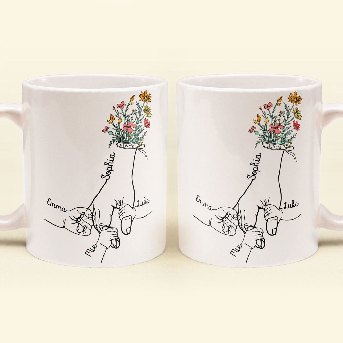 Holding Mom's/Dad's Hand - Personalized Mug