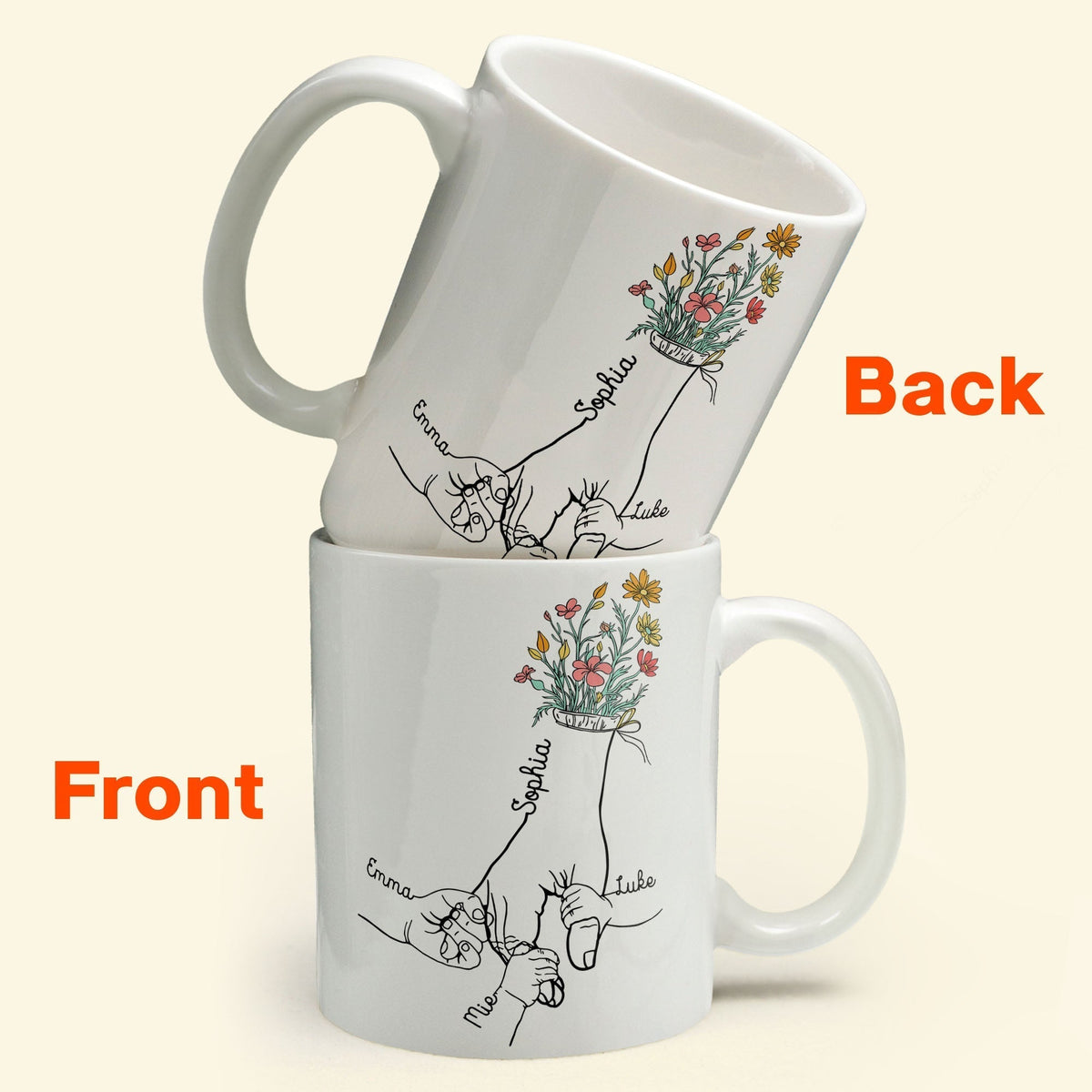 Holding Mom's/Dad's Hand - Personalized Mug