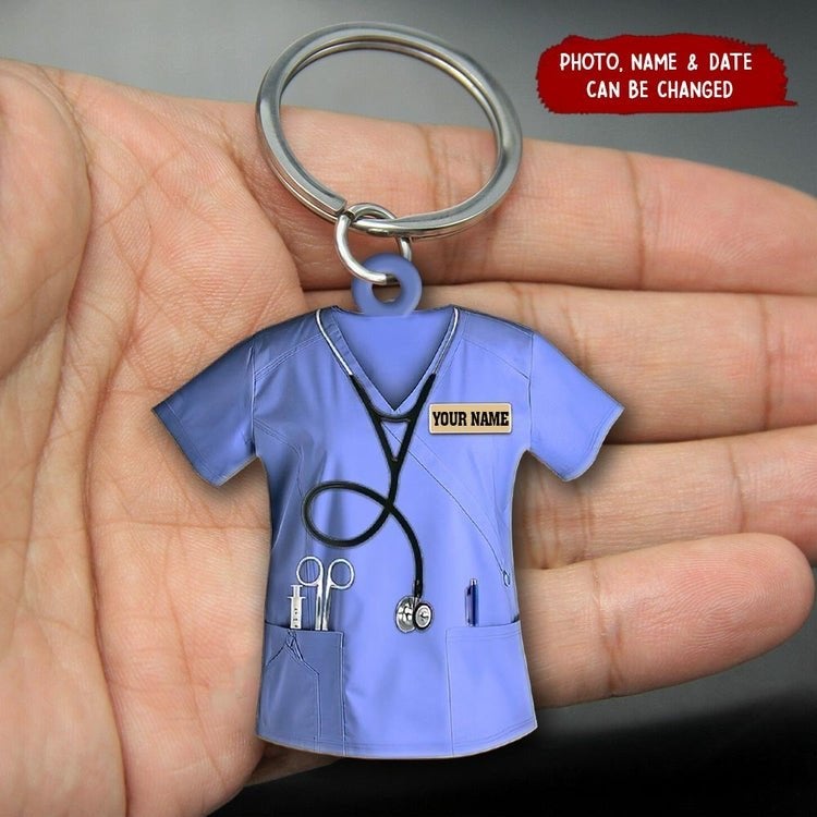 Personalized Nurse Scrubs Keychain - Customized Name | Medical Uniform Design | Practical Souvenirs For Medical Staff