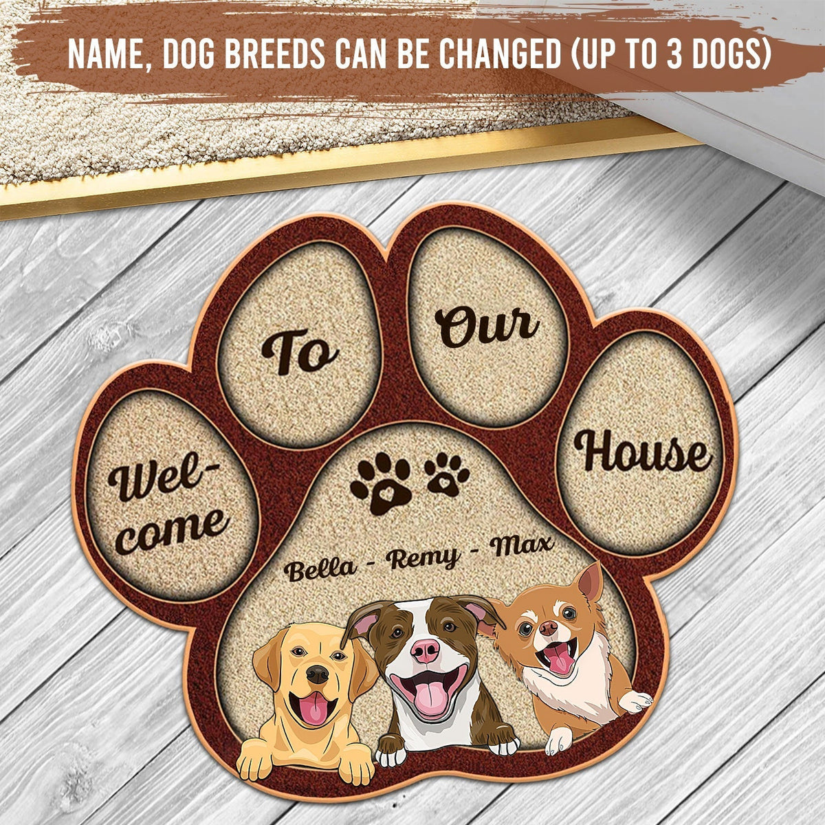 Welcome To My House Love Dogs - Personalized Shaped Door Mat, Dog Custom Trendy Door Mats