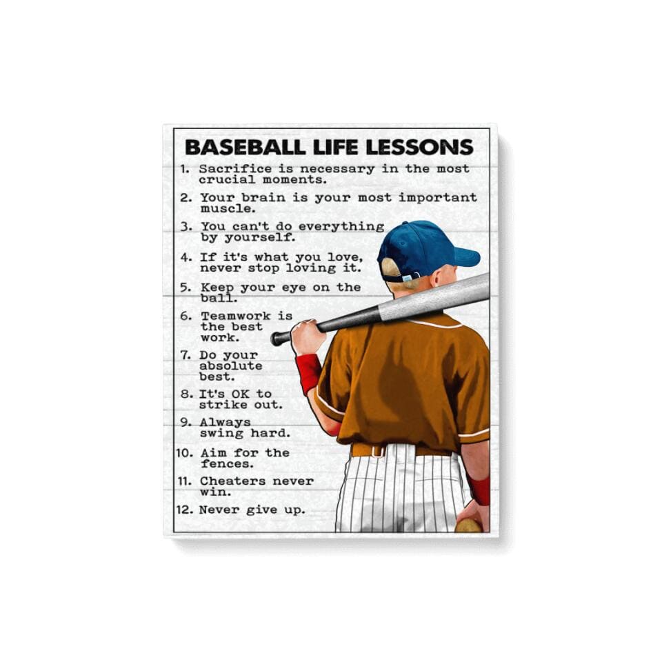 Custom Personalized Baseball Life Lessons Poster - gift for grandson, gift for son