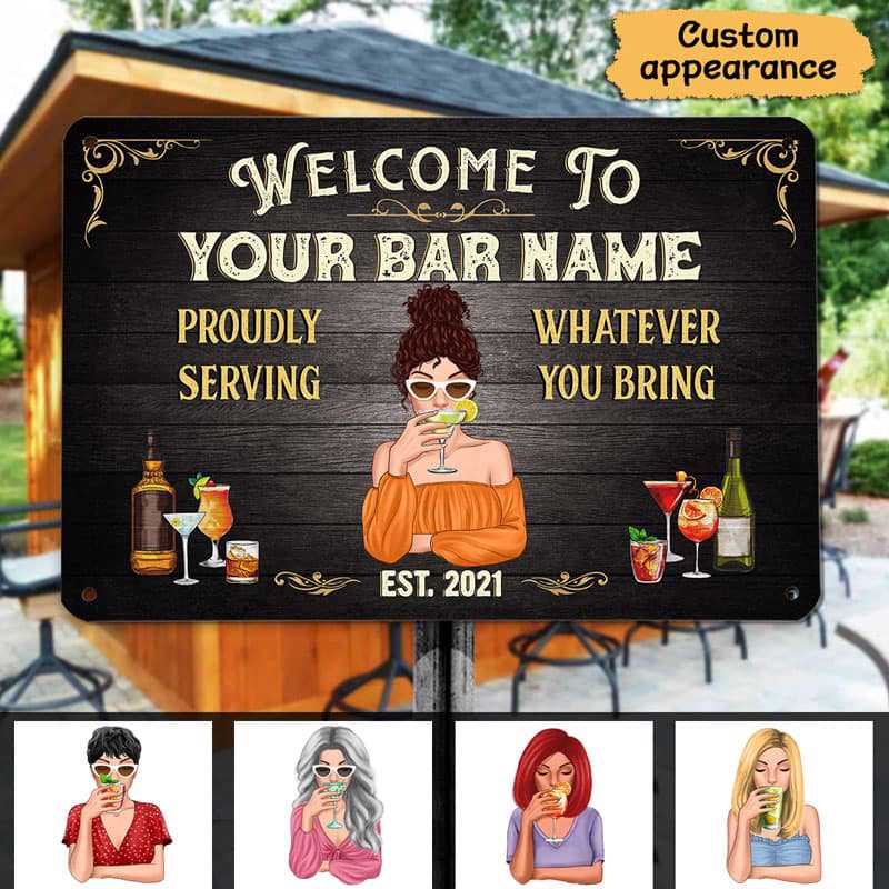 Welcome To Bar Sign Vintage Personalized Metal Sign