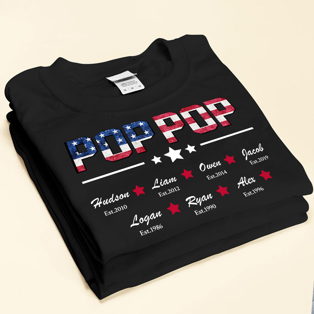 Personalized Grandpa Papa Daddy American Flag Custom Nickname T-shirt